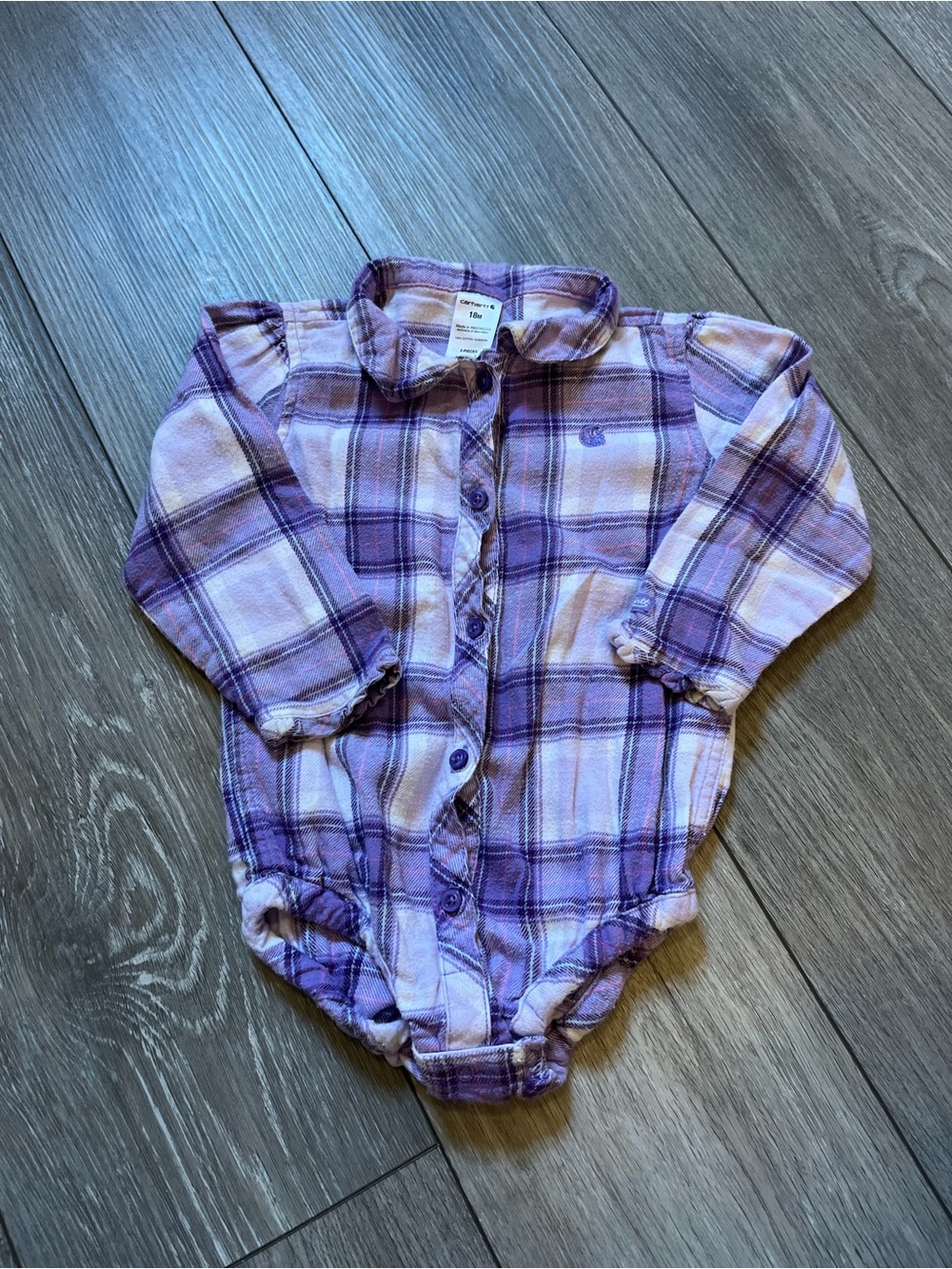 Little Girls Carhartt Onesie Flannel Top 100% Cotton 18 Mo